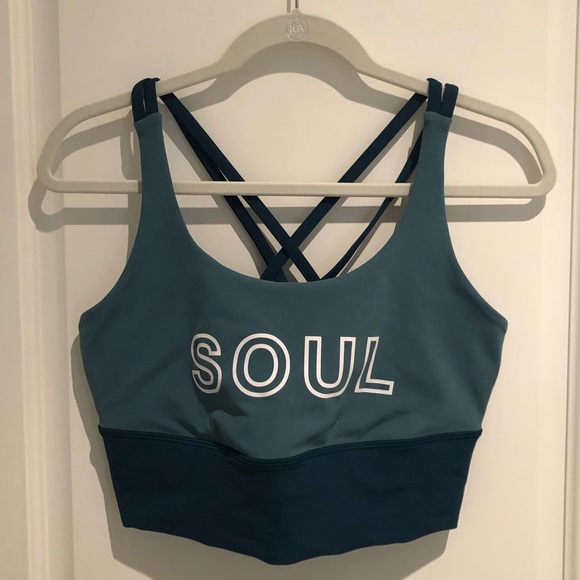 soulcycle Other - SoulCycle Lululemon Energy Long Line Nile Blue Bra